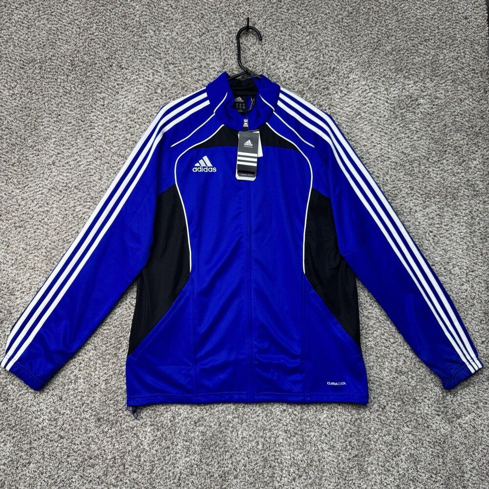 Adidas Condi training Jacket Mens Medium Blue ClimaCool Full Zip Polyester‎ New